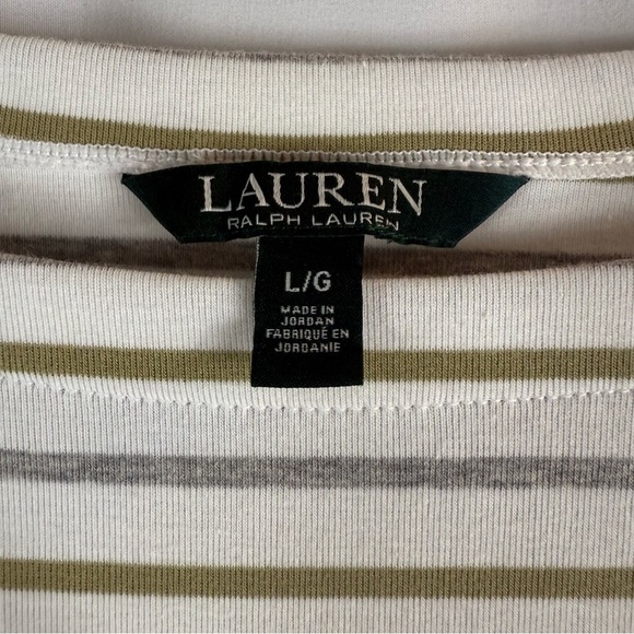 Lauren Ralph Lauren top Color: withe / beige/ gray Size: L - Picture 6 of 10